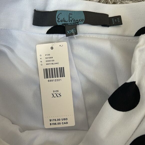 NWT Eva Franco Sold Out Stunning Polka Dot Pleated Draped Midi Skirt size XXS - Picture 9 of 10